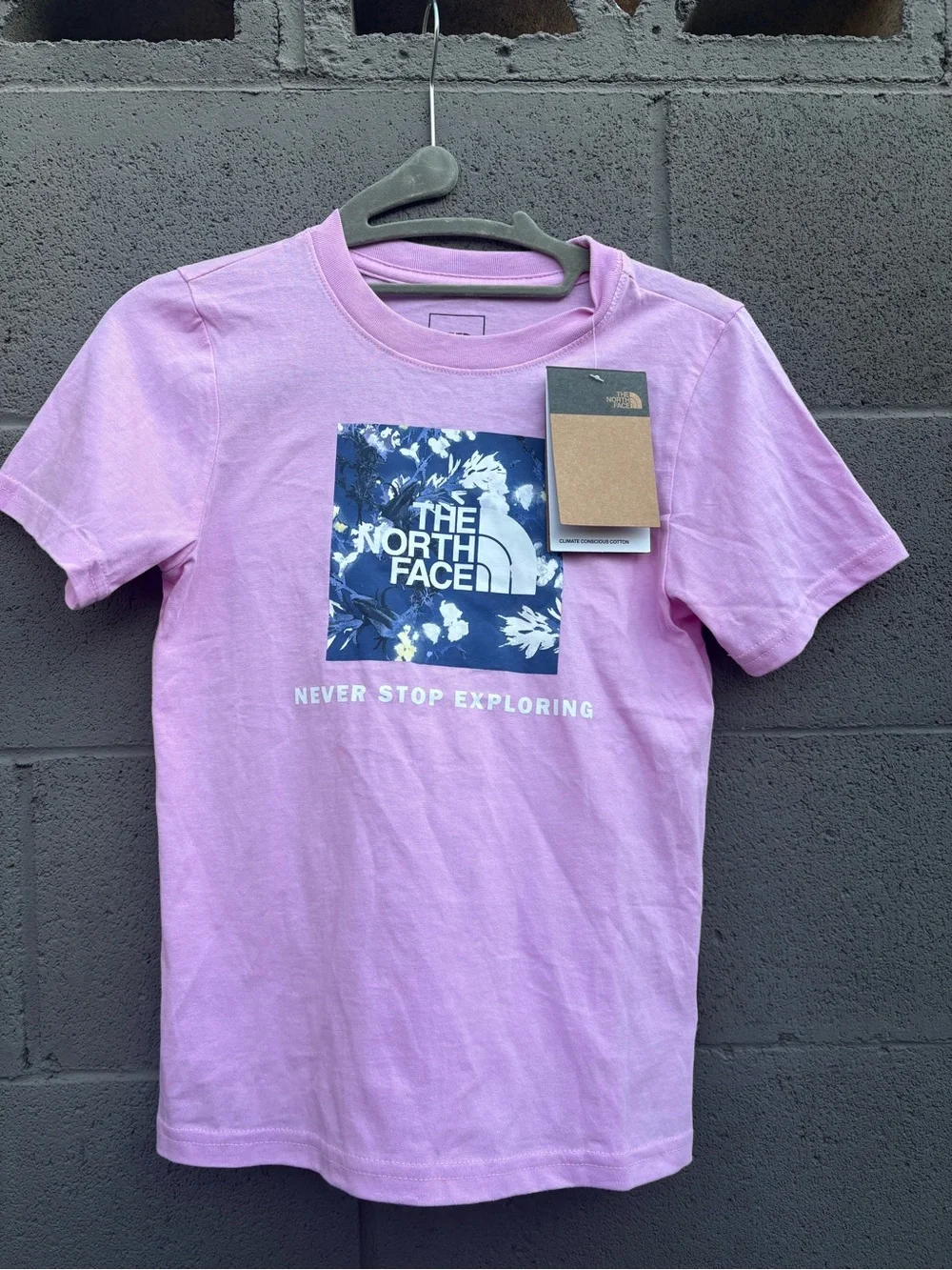 The North Face Girls' Lavender Short-Sleeve Logo Tee with Floral Graphic